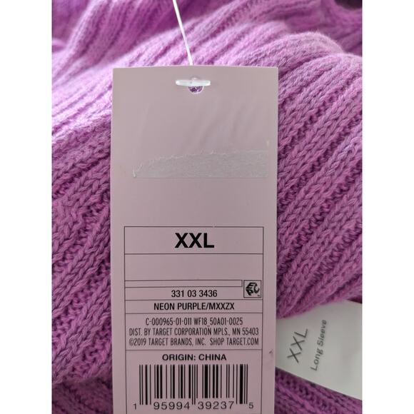 Wild Fable Ribbed Sweater VNeck Neon Purple XXL Casual Side Slit‎ Career Top 2XL - Picture 6 of 8